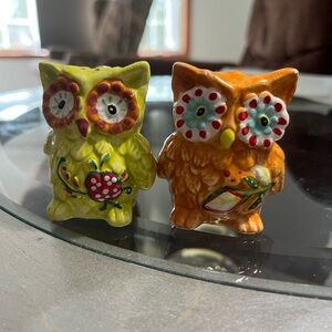 Colorful Ceramic Owl Salt/Pepper Shakers